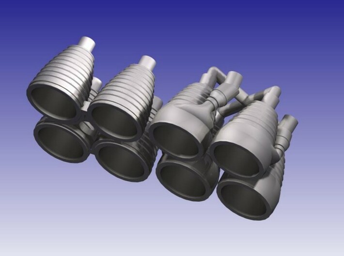 Saturn I H-1 Engines (1:200) 3d printed H-1 Engines in 1:200 Scale (CAD Rendering)