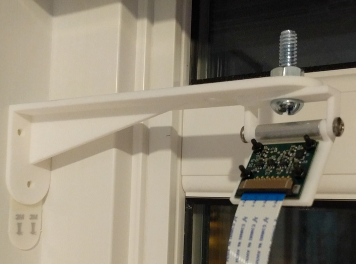 Wall Bracket 3d printed complete Raspberry Pi Camera mounting solution (view from side)