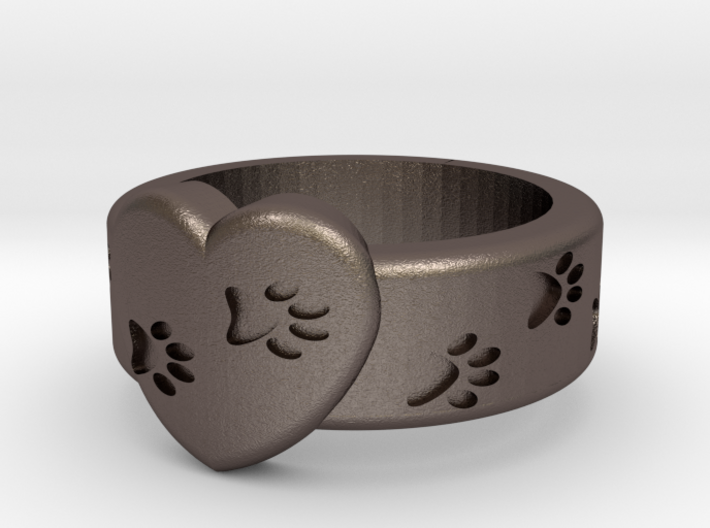 Pawprints On My Heart Ring 3d printed