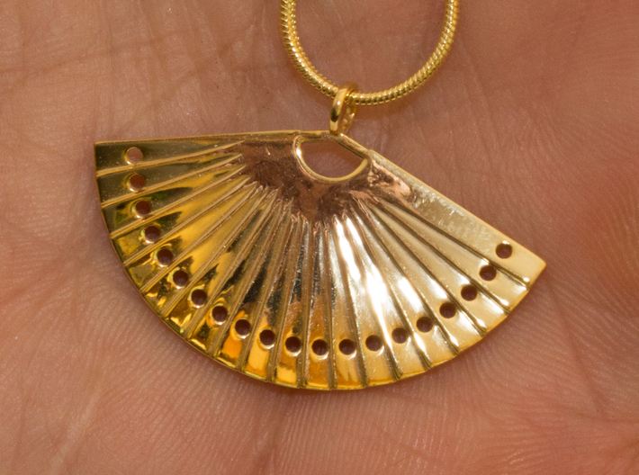 Fan 3d printed 18K Gold Plated brass