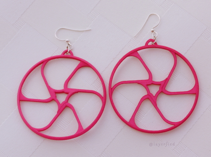 Triad Earring/Pendant 3d printed Triad by Layerfied in Pink Strong and Flexible Polished