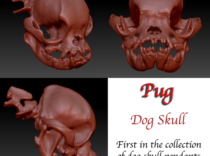Pug Skull Earring Pair 3d printed 