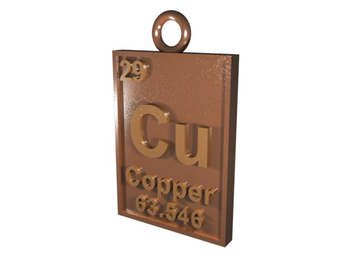 Copper Periodic Table Pendant 3d printed CGI rendering of the pendant.