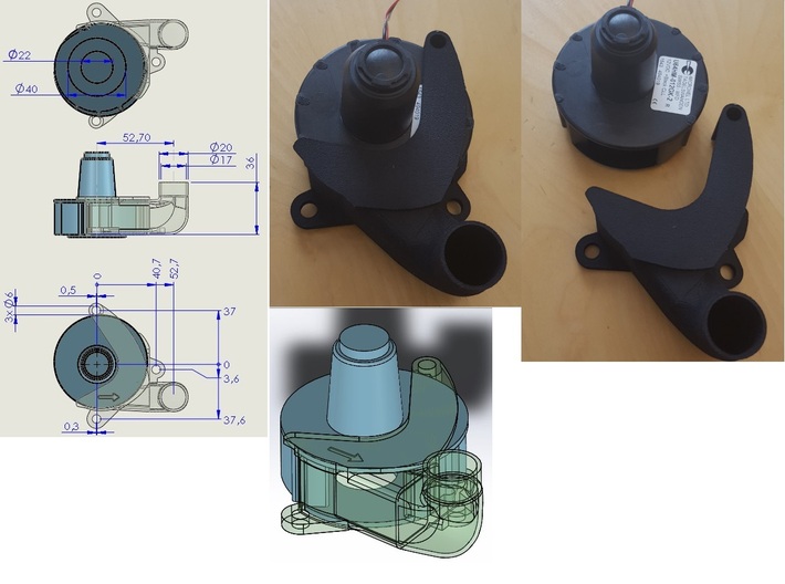 U64Adaptor REV 3 3d printed Adaptor for U64 Micronel Blower