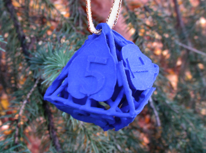Botanical d8 Ornament 3d printed In Royal Blue Strong &amp; Flexible Polished