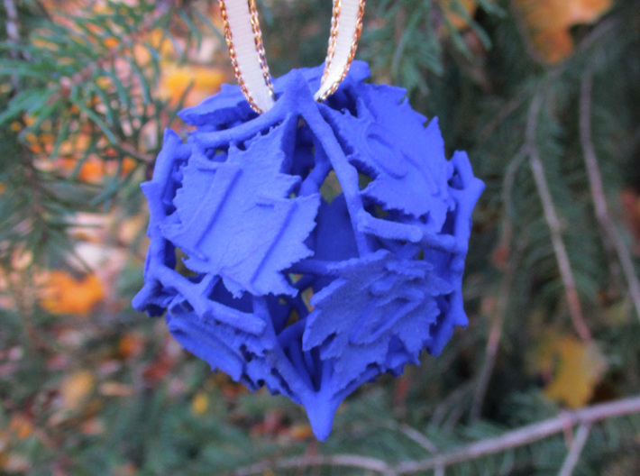 Botanical d12 Ornament 3d printed In Royal Blue Strong &amp; Flexible Polished