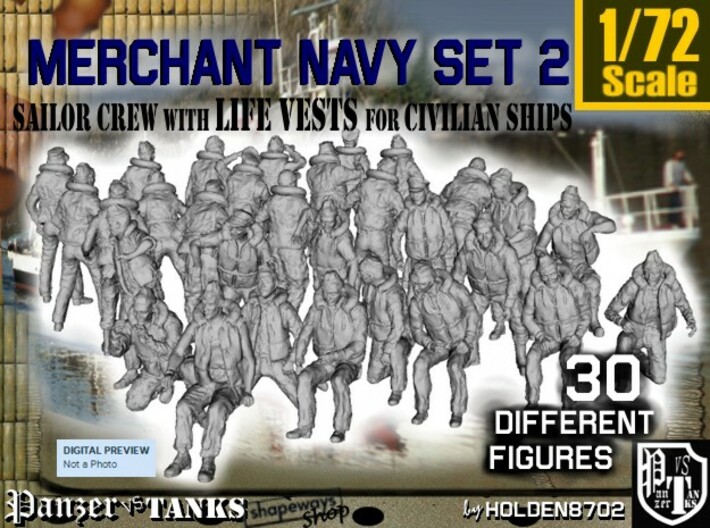 1/72 Merchant Navy Crew Set 2 3d printed 