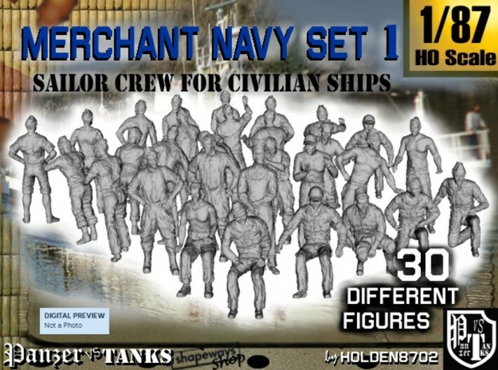 1/87 Merchant Navy Crew Set 1 3d printed 