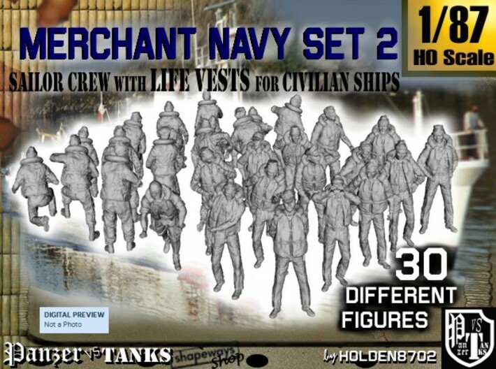 1/87 Merchant Navy Crew Set 2 3d printed