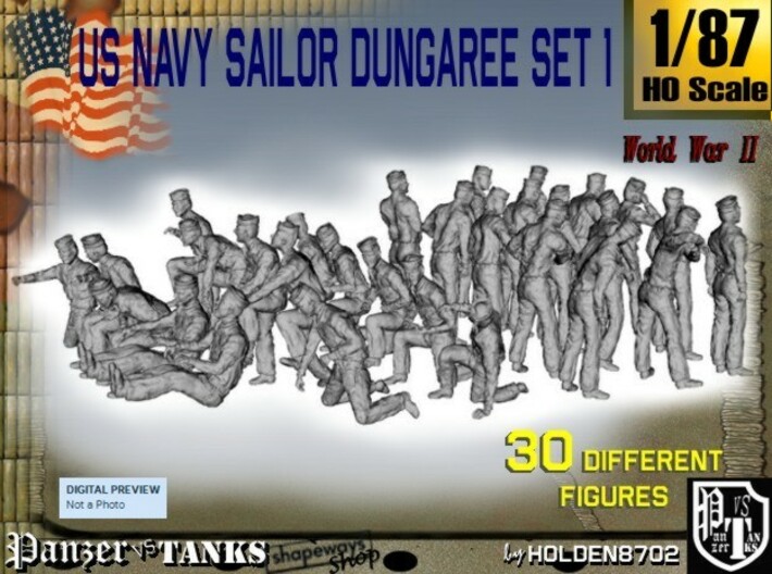 1/87 US Navy Dungaree Set 1 3d printed 
