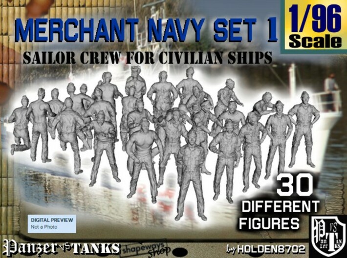 1/96 Merchant Navy Crew Set 1 3d printed
