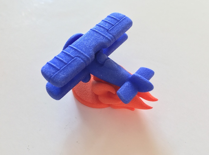 Base - Fire 3d printed Fire base in orange polished material, with Wolf Fighter Plane model (sold separately)