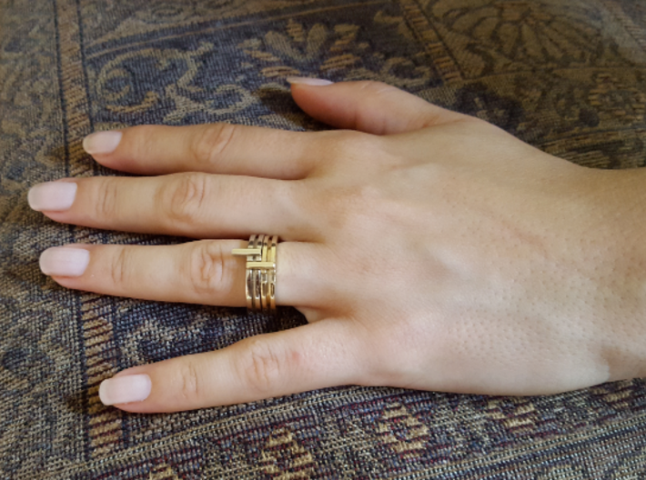 Stackable Ring Size 7 3d printed Brass / White Gold