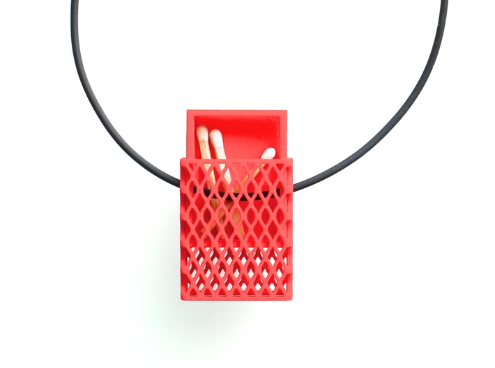 Matchbox Pendant in color 3d printed Matchbox Pendant in color. (Not recommended for storing matches except for decorative purposes.)