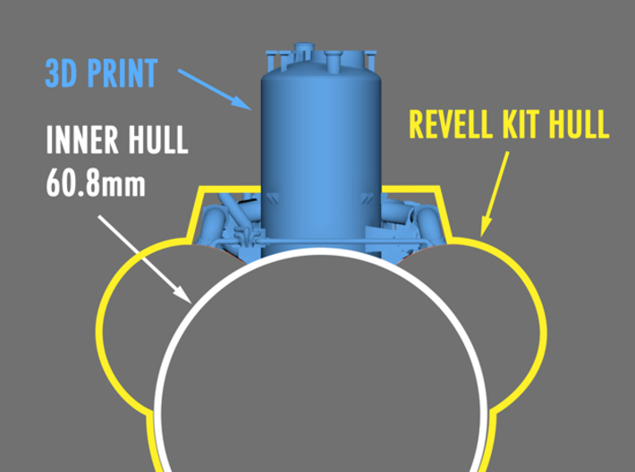 1/72 Type VIIc inner conning tower parts. 3d printed This set requires that you build a curved section of the pressure hull not include in the revell kit.  The diameter of the pressure hull at the conning tower is just over 60mm