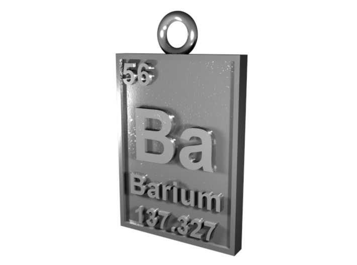 Barium Periodic Table Pendant 3d printed CGI Render of Barium Pendant in Silver