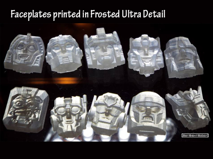 Rescue Bots Faceplate Four Pack #1 3d printed Chase and Boulder shown with other Frosted Ultra Detail prints
