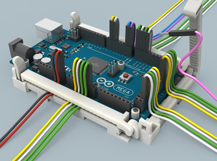 Arduino MEGA2560 Compatible Holder 3d printed The MEGA Holder in use