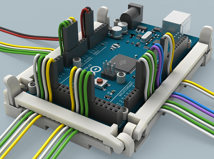 Arduino MEGA2560 Compatible Holder 3d printed The MEGA Holder in use