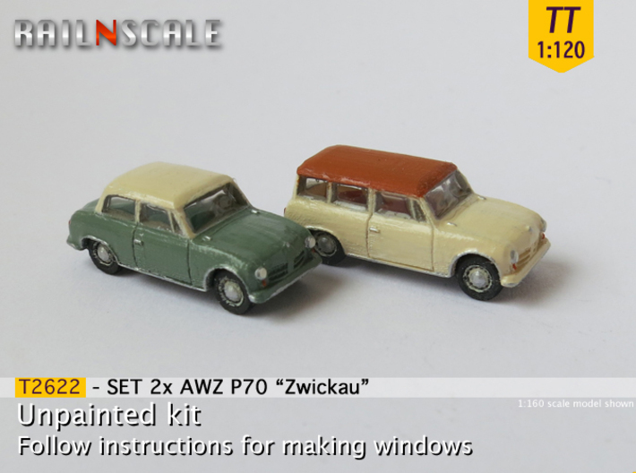 SET 2x AWZ P70 Zwickau (TT 1:120) 3d printed