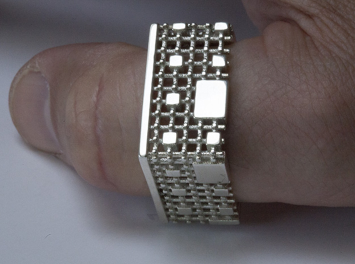 Menger Mondrian Matrix Ring 3d printed 