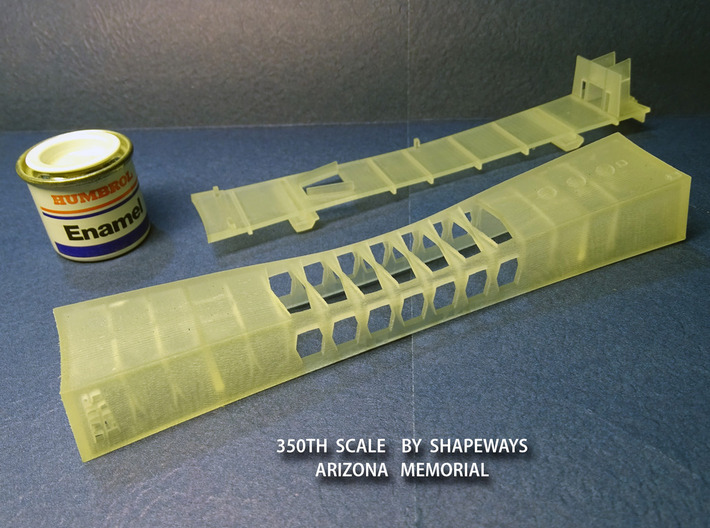 1/350 USS Arizona Memorial 3d printed Actual 3D-printed parts, in &quot;Smooth Fine Detail&quot; plastic. Photo: Ray D. Bean.