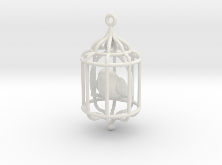 Bird in a Cage Pendant 02 3d printed 