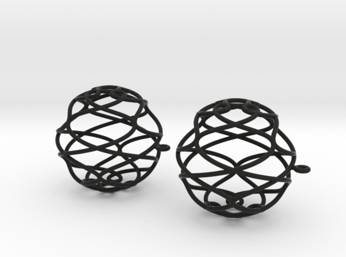 Earrings 3D curve on sphere 3d printed 