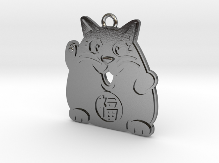 Lucky Cat Keychain 3d printed The gray cat attracts helpful people.