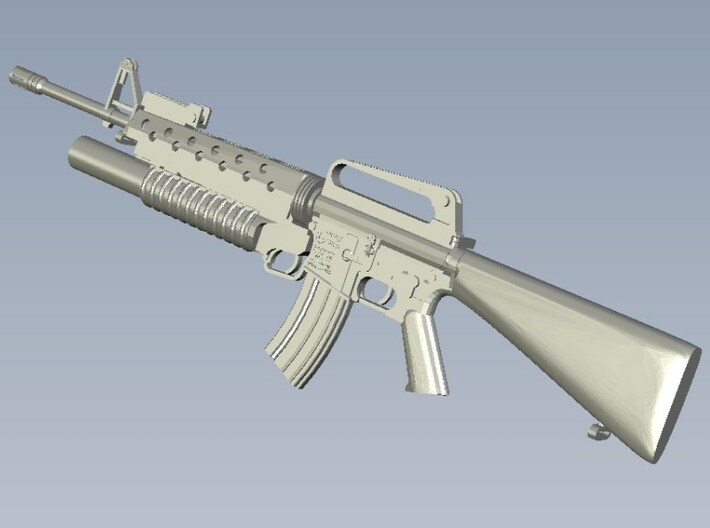 1/16 scale Colt M-16A1 & M-203 rifle x 1 3d printed 