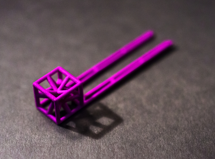 Hairpin with stylized cube. 3d printed 