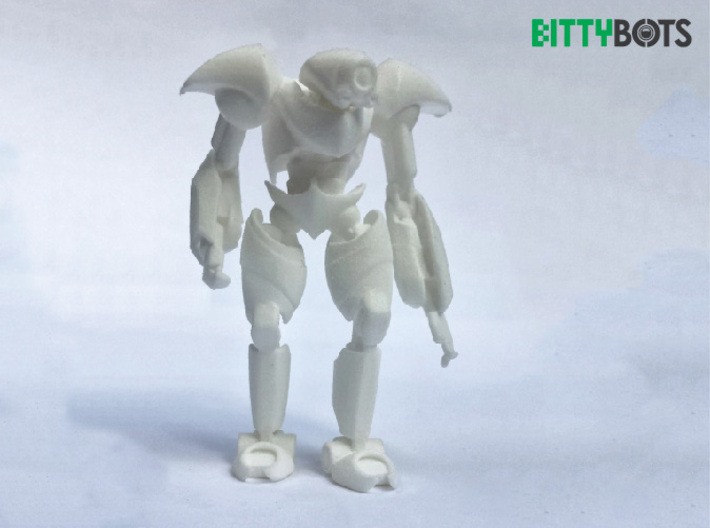 Humanoid BittyBot MK1 3d printed Polished White Strong and Flexible