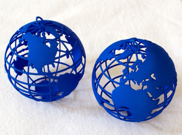 Planet Earth 3d printed Printed in Blue Strong Flexible