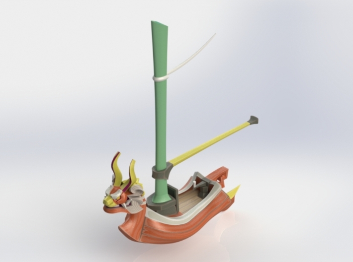 "WW" King of Red Lions (Mast) 3d printed Solidworks render showing assembled mast attached to King of Red Lions with Sail Support (not included).