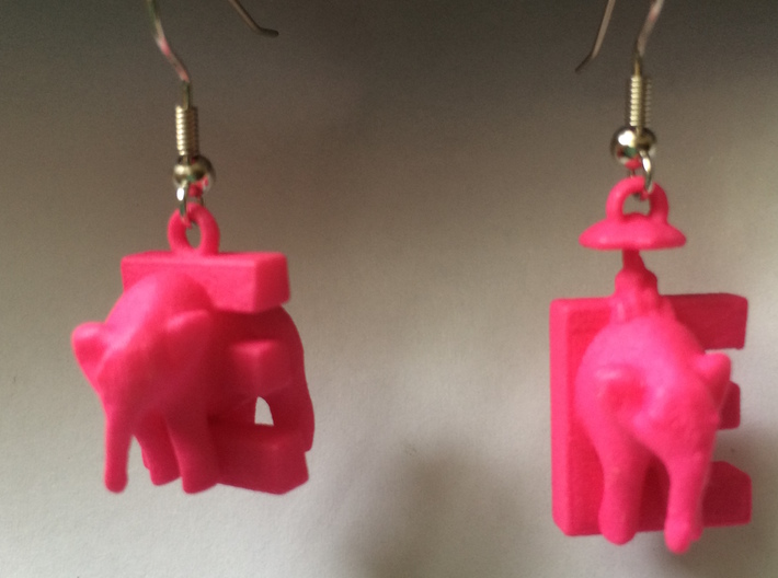 E Is For Elephants 3d printed It's easy to add your own earring hooks!