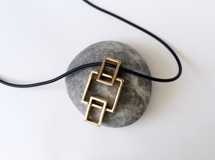 Geometric Pendant - Interlocked Rectangles 3d printed Links are created with interlocking metals.