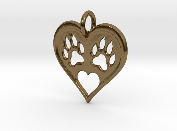 Cat paw print love heart pendant 3d printed