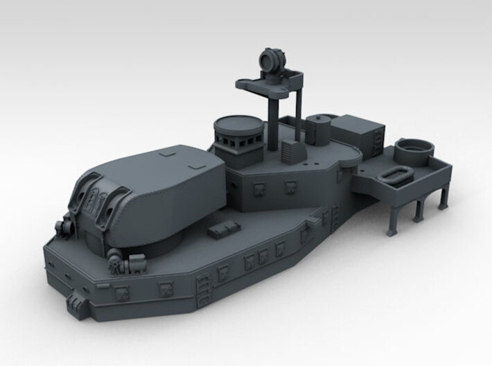 1/600 HMS Ajax Aft Superstructure 3d printed Render displaying part detail. Also shows with other items available items not included in the set.