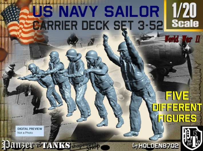 1-20 US Navy Carrier Deck Set 3-52 3d printed