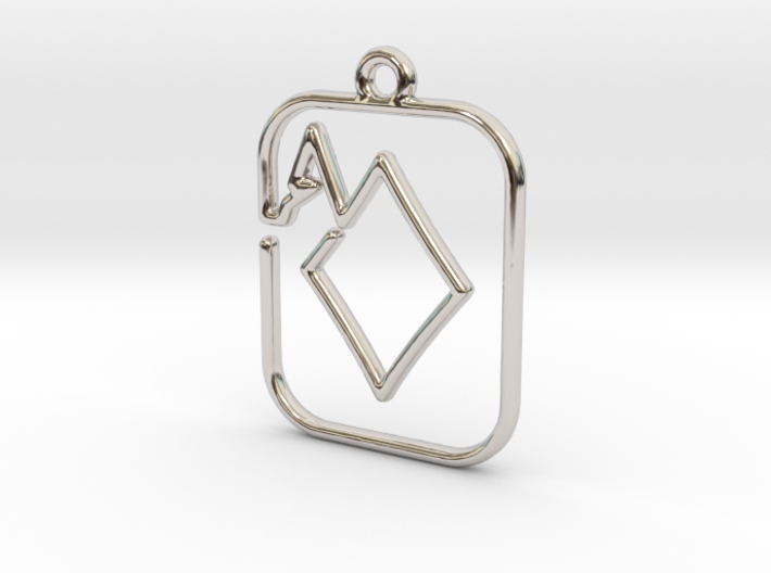 The Ace of Diamond continuous line pendant 3d printed