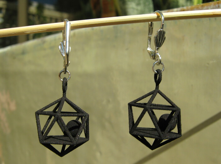 Dodecahedron and Ball Earrings 3d printed 