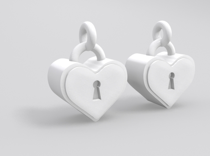 Heartlock Earrings 3d printed Sample render