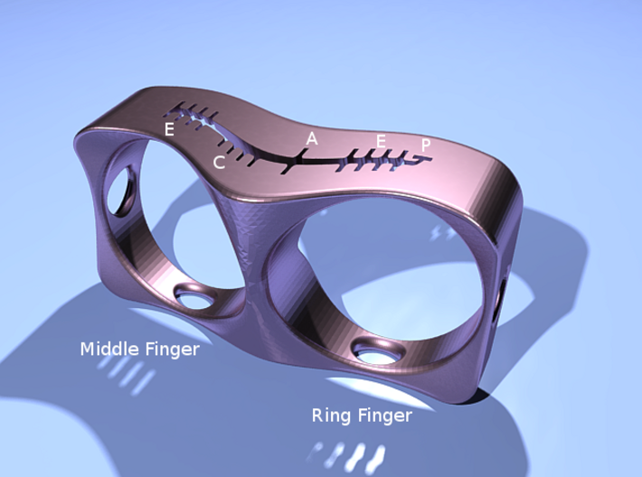 Two Finger Peace Ogham Ring 3d printed 