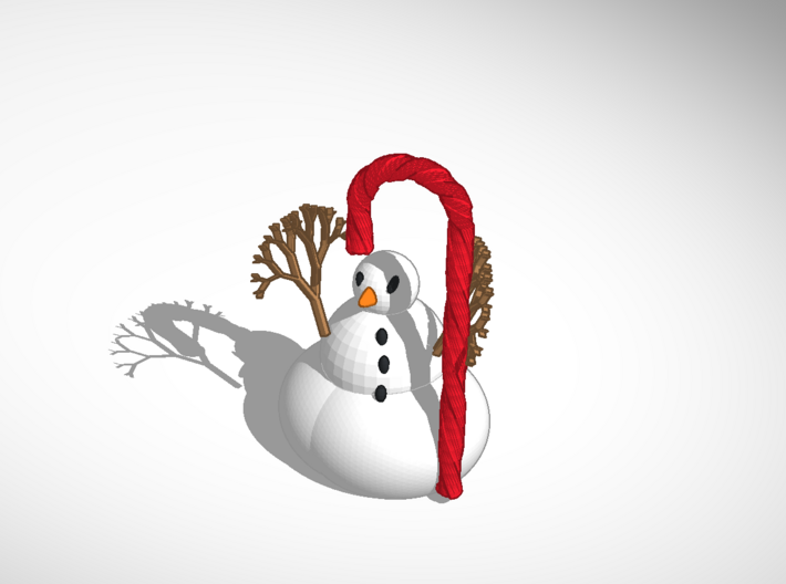 Cute Candy Cane Snowmen 3d printed https://tinkercad.com/things/jtCfd8Y0m4M-the-snowman-candy-cane-no-tophat tinker it here
