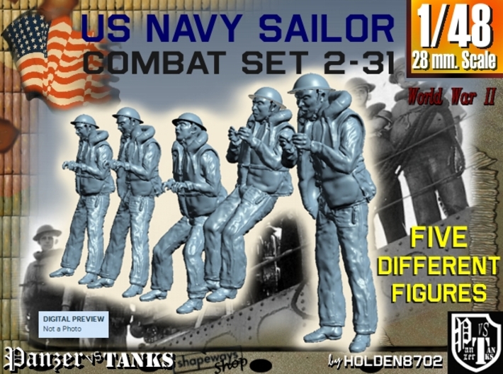 1-48 US Navy Sailors Combat SET 2-31 3d printed