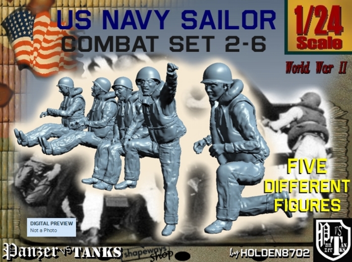 1-24 US Navy Sailors Combat SET 2-6 3d printed