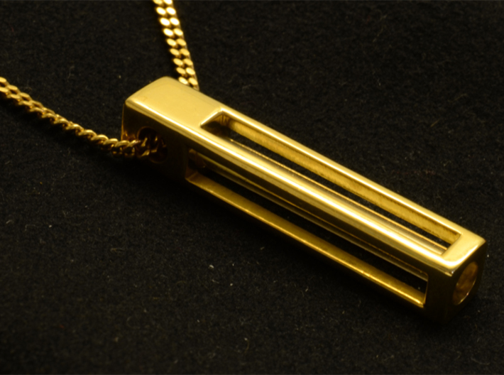 A Tritium Pendant 3d printed Pendant made of Polished Brass
