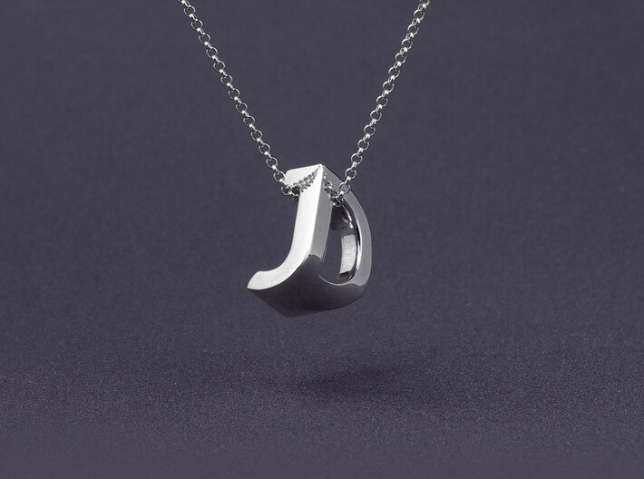Mymo Handpolished Silver Necklace 3d printed Shown with J and D - pick any two letters or numbers