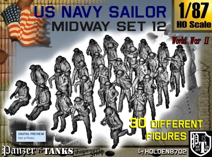 1-87 US Navy MIDWAY Set 12 3d printed