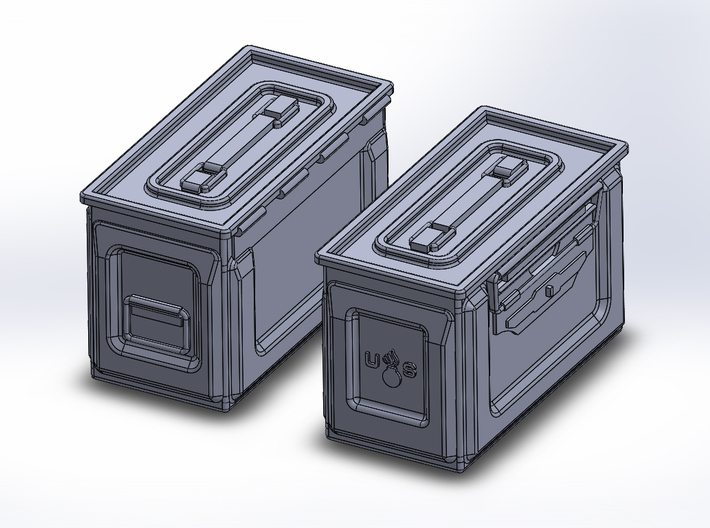 1/48 .50 cal Ammo Cans (12) 3d printed Both sides